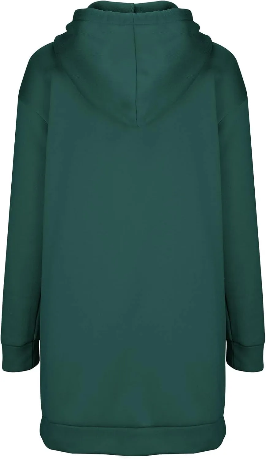 Hooded Sweatshirt Dress for Women Long Sleeve Casual Mini Dress with Pocket Oversized Solid Color Pullover Dresses