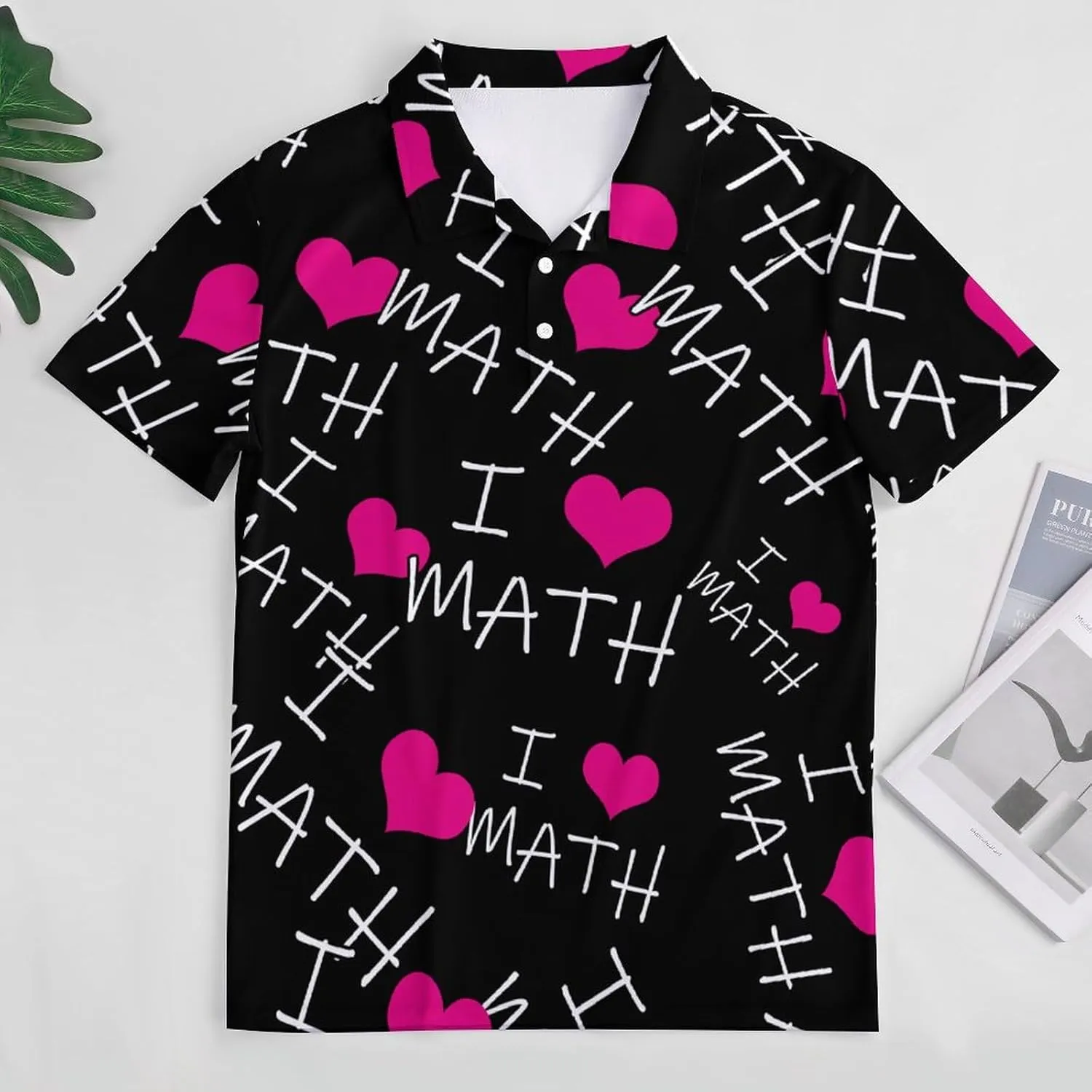I Love Math Mens Polo Shirts Quick Dry Short Sleeve T-shirts Slim Tennis Collared Tees Tops