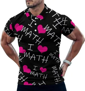 I Love Math Mens Polo Shirts Quick Dry Short Sleeve T-shirts Slim Tennis Collared Tees Tops