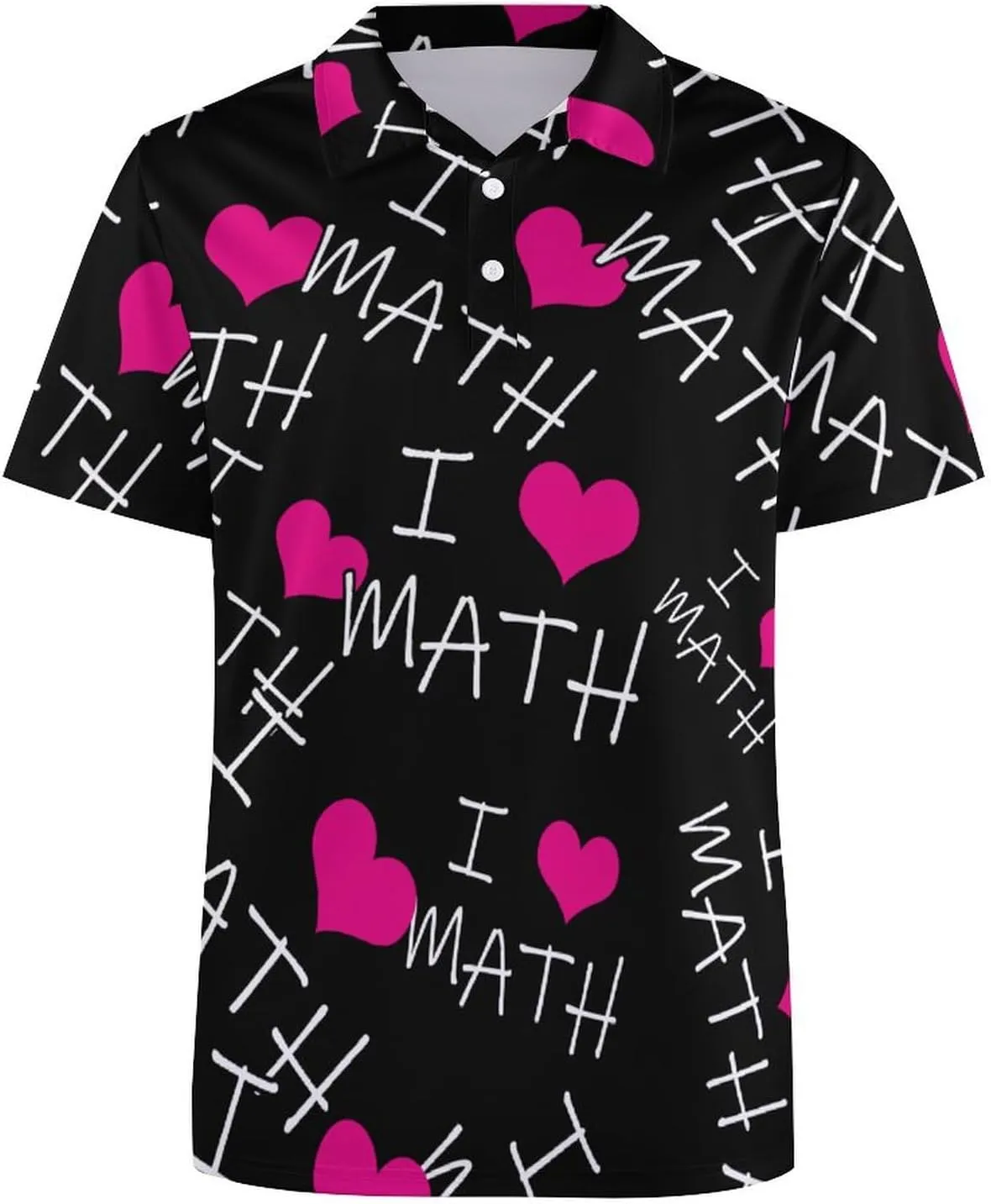 I Love Math Mens Polo Shirts Quick Dry Short Sleeve T-shirts Slim Tennis Collared Tees Tops