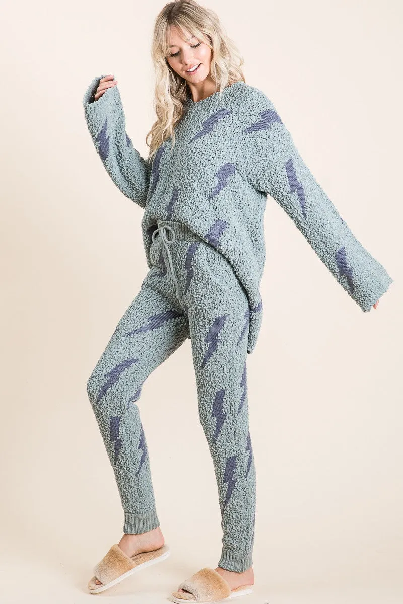 IP3625 | COZY SOFT HAIRY POPCORN SWEATER PANTS