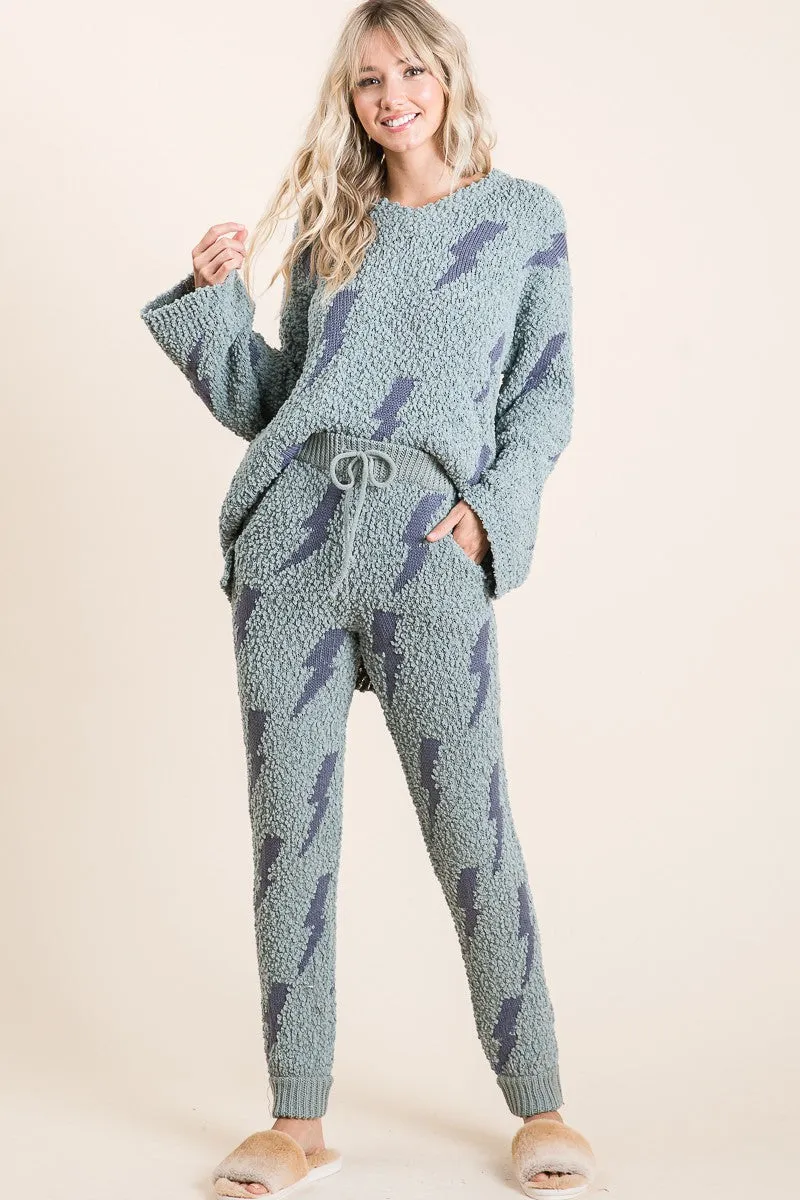 IP3625 | COZY SOFT HAIRY POPCORN SWEATER PANTS