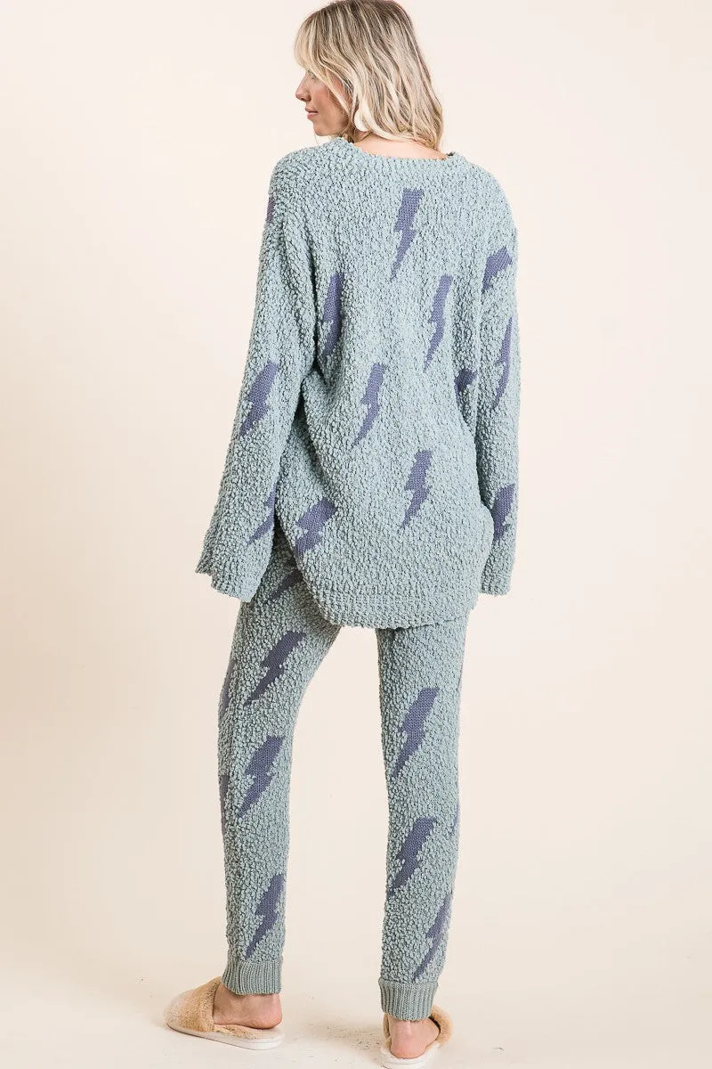 IP3625 | COZY SOFT HAIRY POPCORN SWEATER PANTS