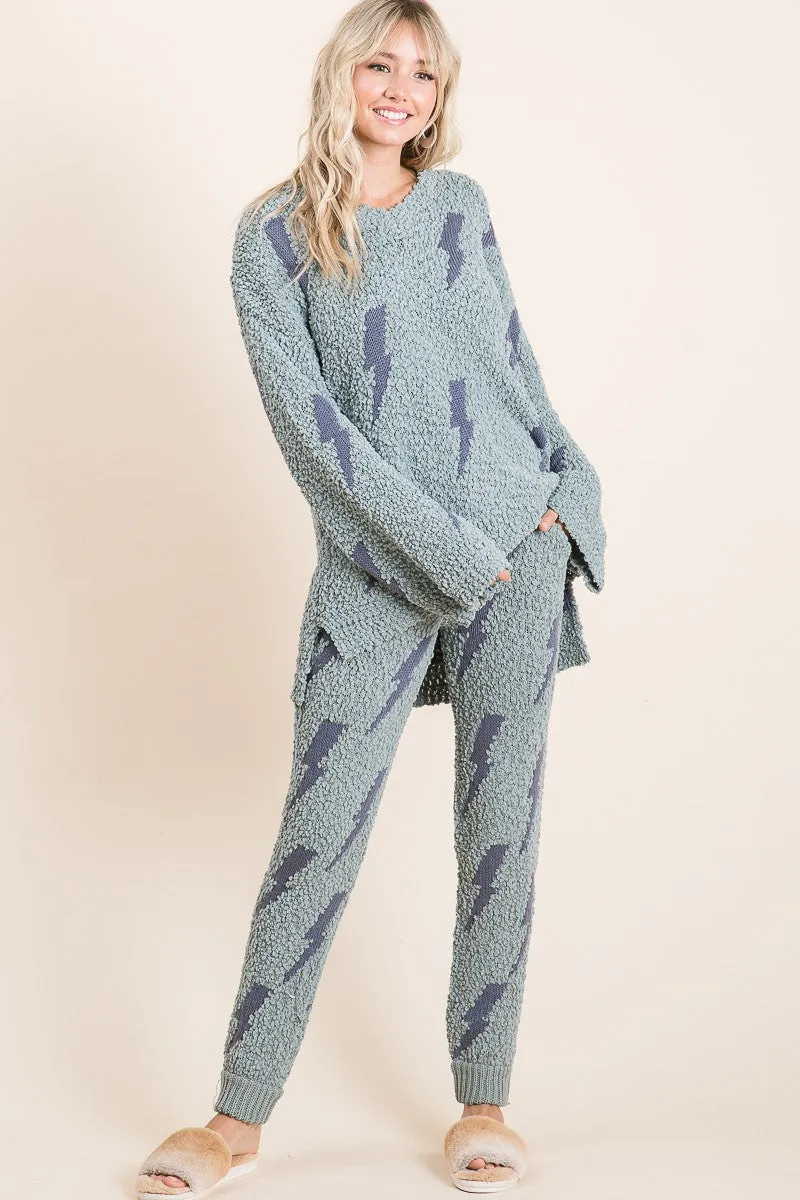 IP3625 | COZY SOFT HAIRY POPCORN SWEATER PANTS