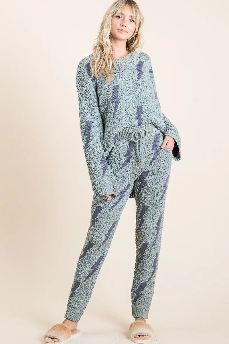 IP3625 | COZY SOFT HAIRY POPCORN SWEATER PANTS