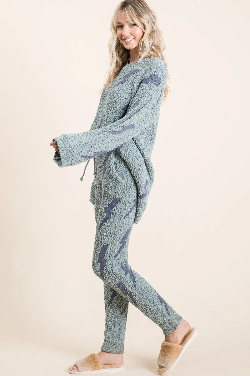 IP3625 | COZY SOFT HAIRY POPCORN SWEATER PANTS