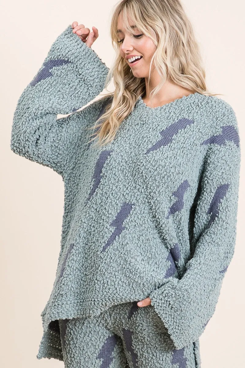 IP3625 | COZY SOFT HAIRY POPCORN SWEATER PANTS