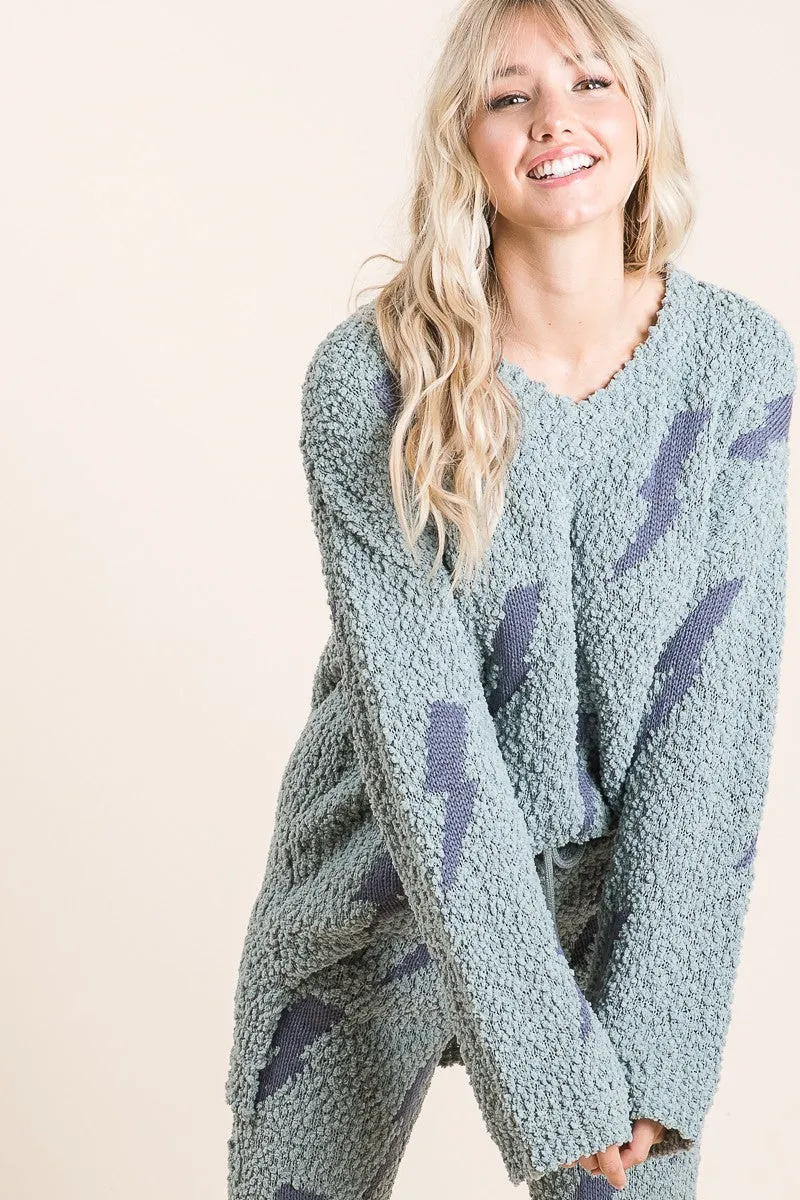 IP3625 | COZY SOFT HAIRY POPCORN SWEATER PANTS