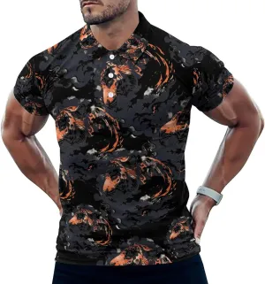 Japanese Tiger Clouds Mens Polo Shirts Quick Dry Short Sleeve T-shirts Slim Tennis Collared Tees Tops