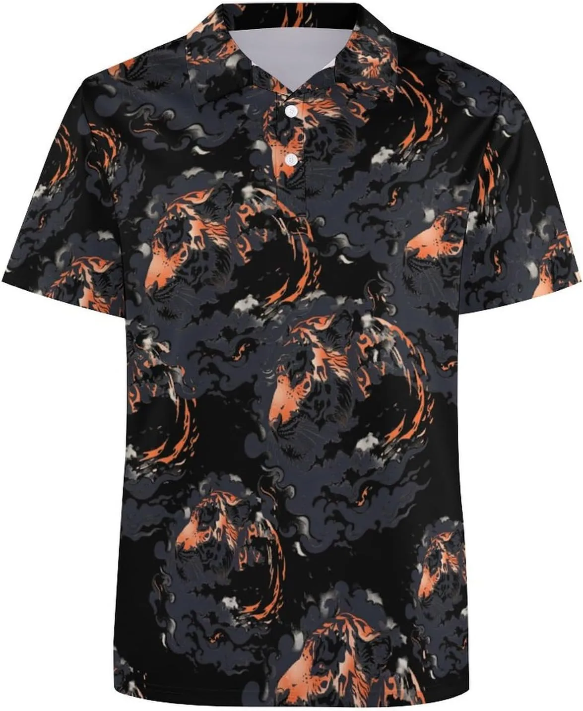 Japanese Tiger Clouds Mens Polo Shirts Quick Dry Short Sleeve T-shirts Slim Tennis Collared Tees Tops