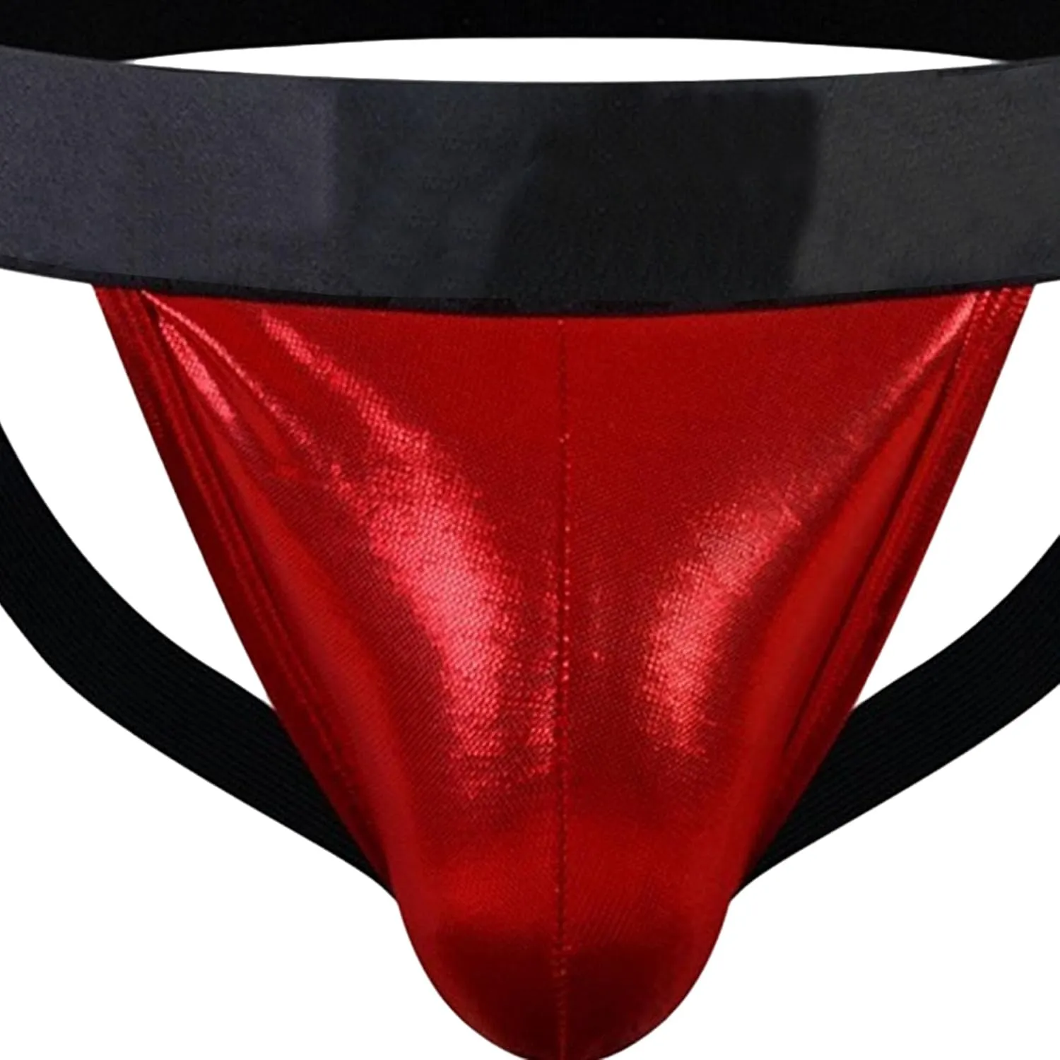 JEKE-DG Men's Faux Leather See Through Thong Hollow Out Erotic Boxer Briefs Low Rise Sexy Breathable Clubwear Underwear