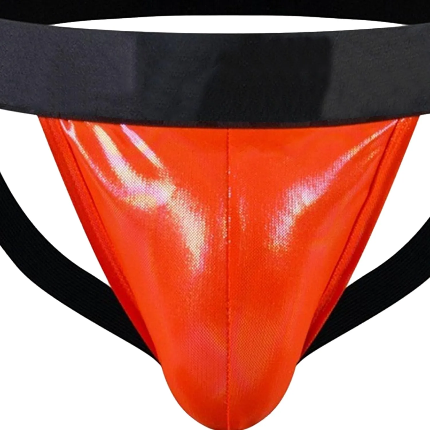 JEKE-DG Men's Faux Leather See Through Thong Hollow Out Erotic Boxer Briefs Low Rise Sexy Breathable Clubwear Underwear