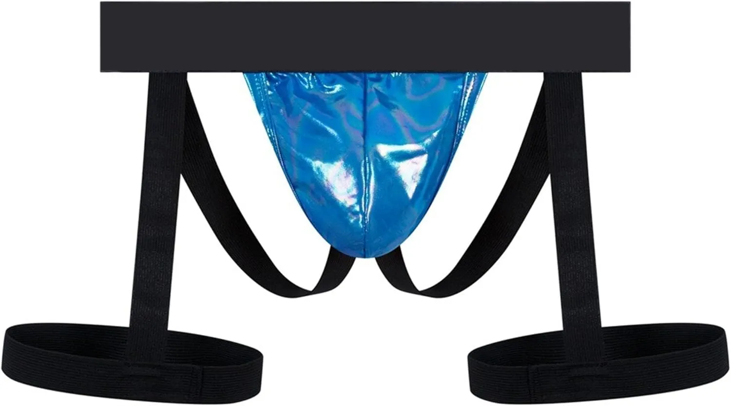 JEKE-DG Men's Faux Leather See Through Thong Hollow Out Erotic Boxer Briefs Low Rise Sexy Breathable Clubwear Underwear