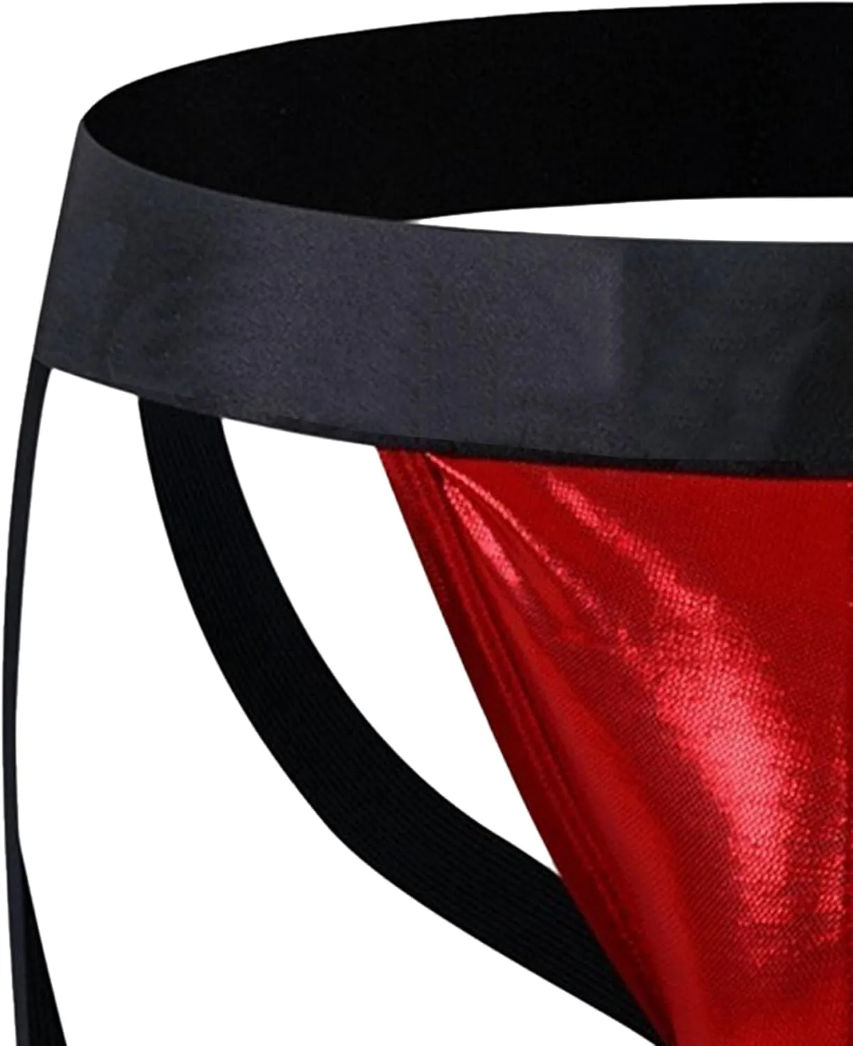 JEKE-DG Men's Faux Leather See Through Thong Hollow Out Erotic Boxer Briefs Low Rise Sexy Breathable Clubwear Underwear