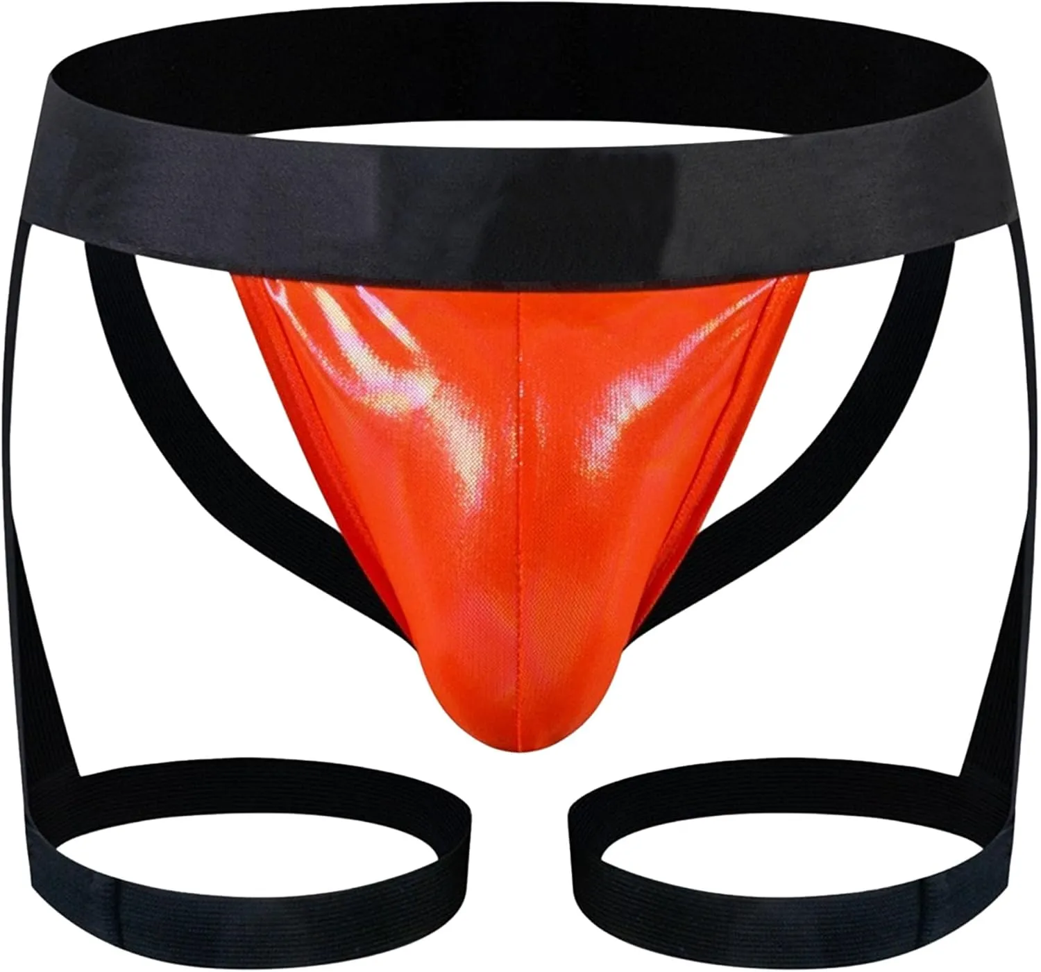 JEKE-DG Men's Faux Leather See Through Thong Hollow Out Erotic Boxer Briefs Low Rise Sexy Breathable Clubwear Underwear