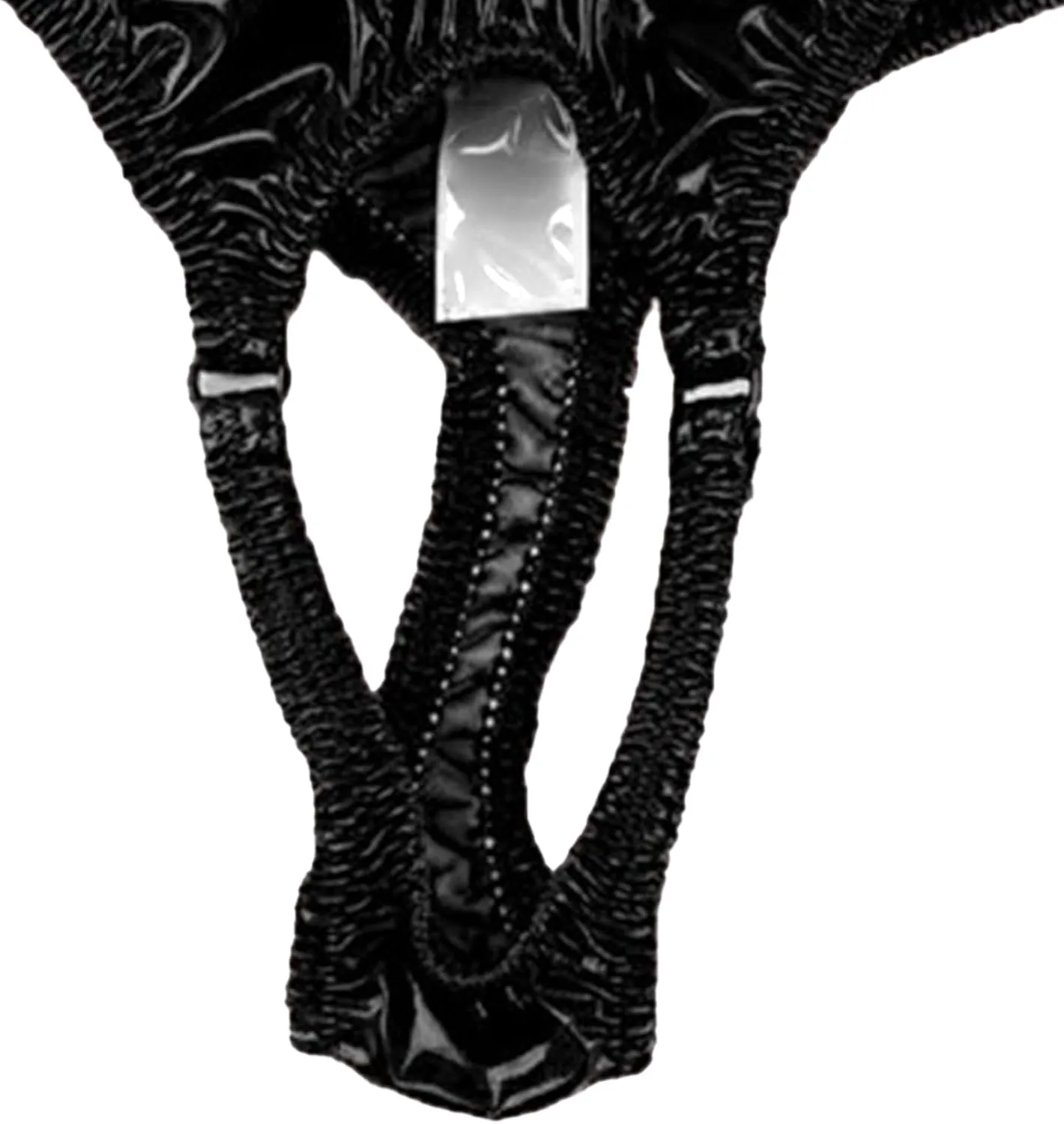 JEKE-DG Men's Leather G-String Low Rise Thong Erotic Hole In Front Micro Briefs Stretch Sexy T-Back Underwear