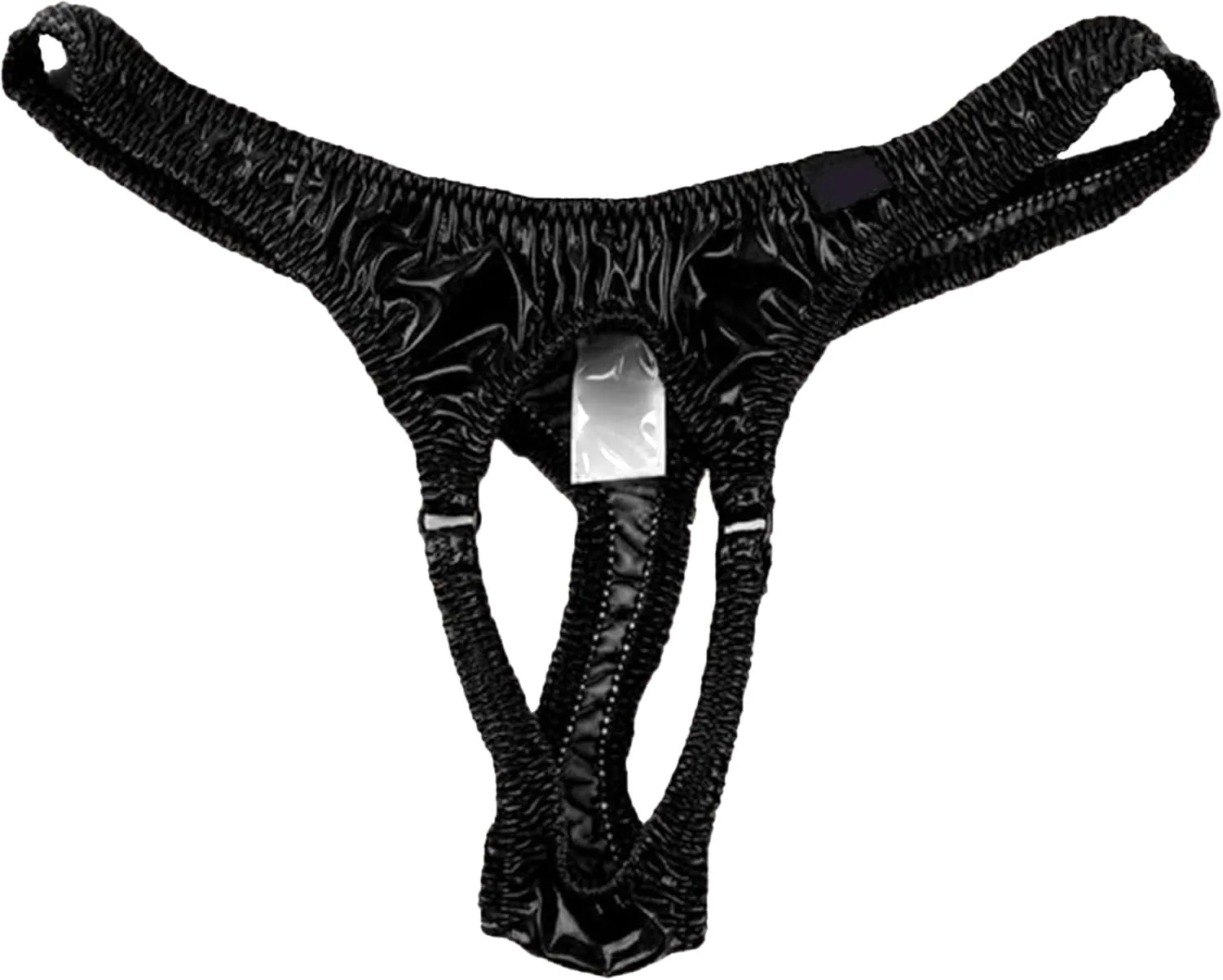 JEKE-DG Men's Leather G-String Low Rise Thong Erotic Hole In Front Micro Briefs Stretch Sexy T-Back Underwear