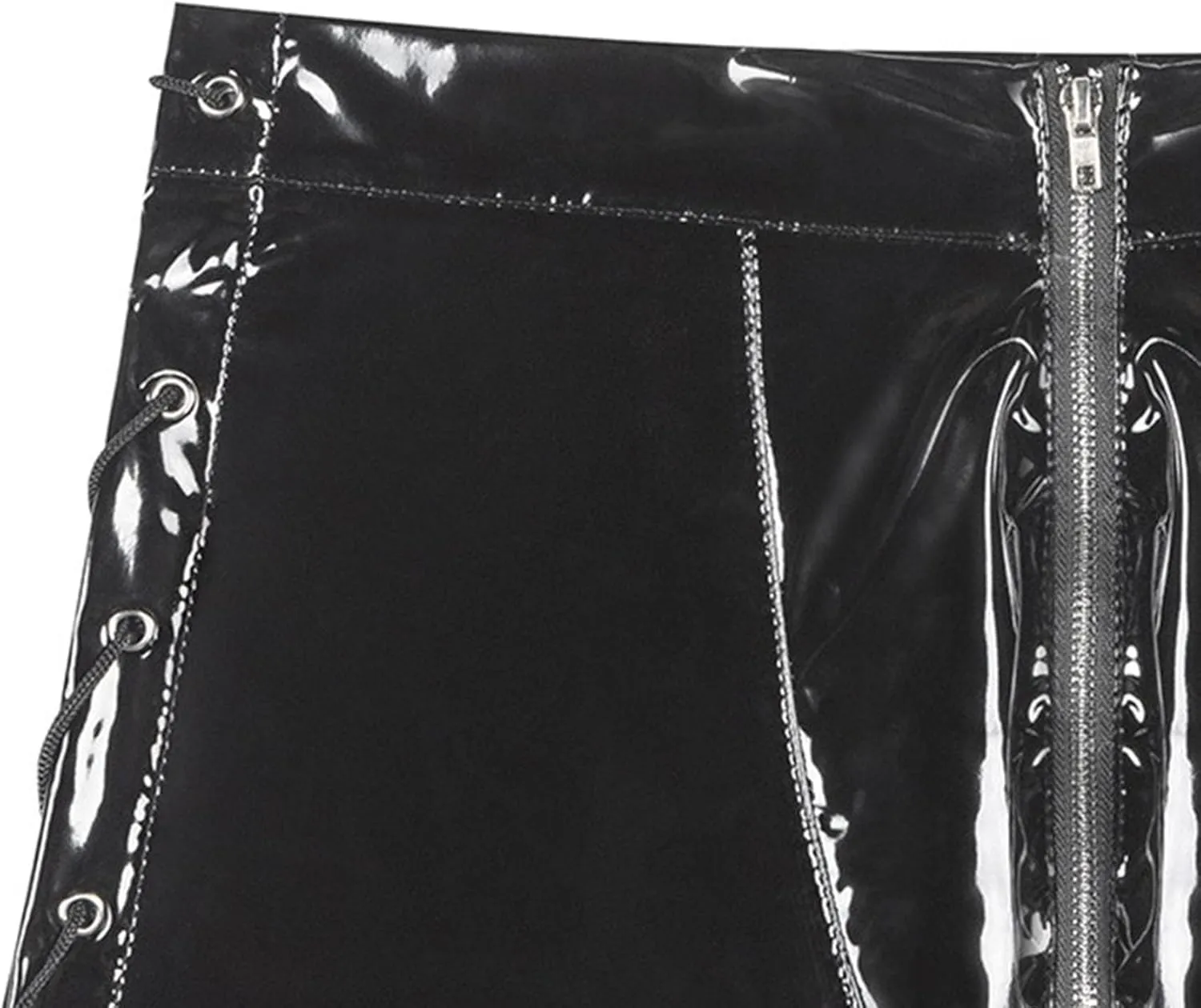 JEKE-DG Men's Zipper Crotch Wetlook Sexy Shorts PVC Leather Slim Fit Boxer Briefs Drawstring Stretch Clubwear Boyshorts