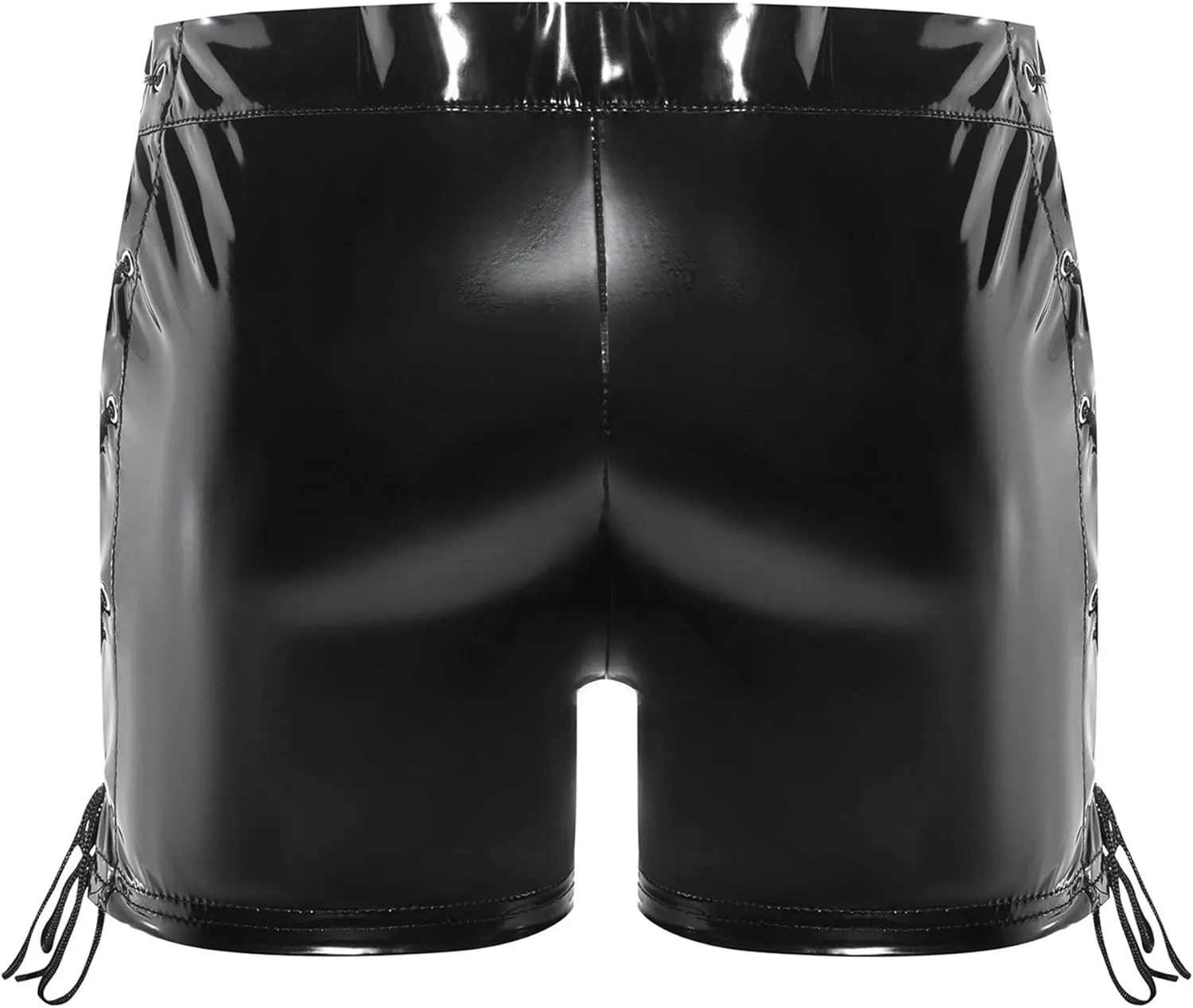 JEKE-DG Men's Zipper Crotch Wetlook Sexy Shorts PVC Leather Slim Fit Boxer Briefs Drawstring Stretch Clubwear Boyshorts