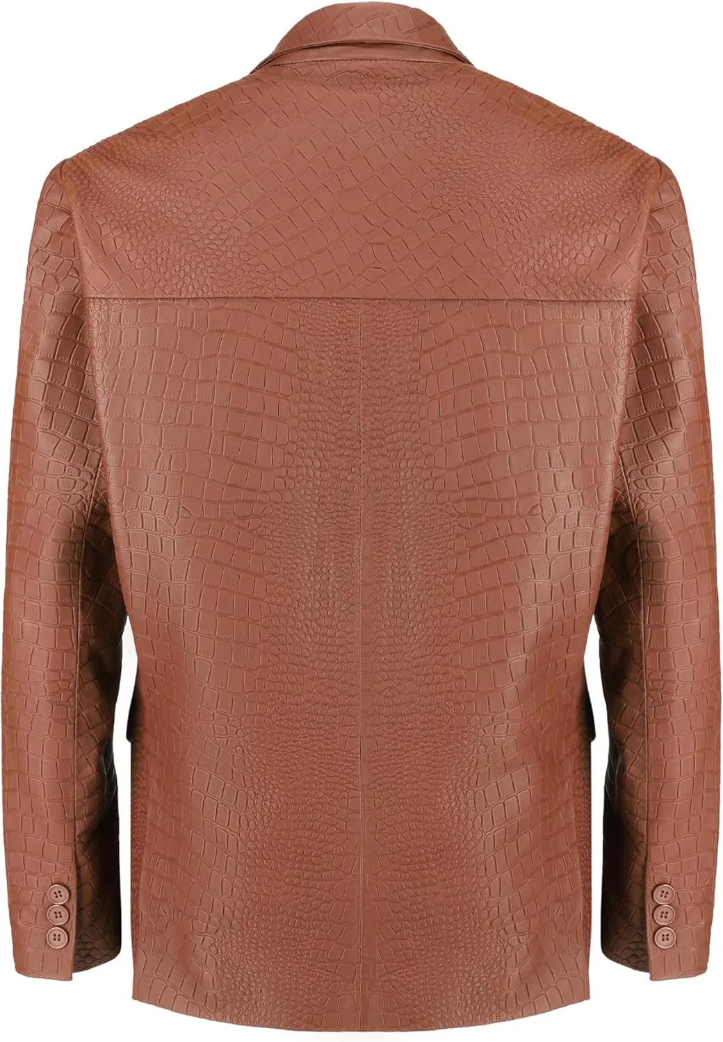 Jild 2-Button Croco Printed Premium Leather Blazer For Men - Notched Lapel Casual Coat Style Lambskin Leather Jacket Men