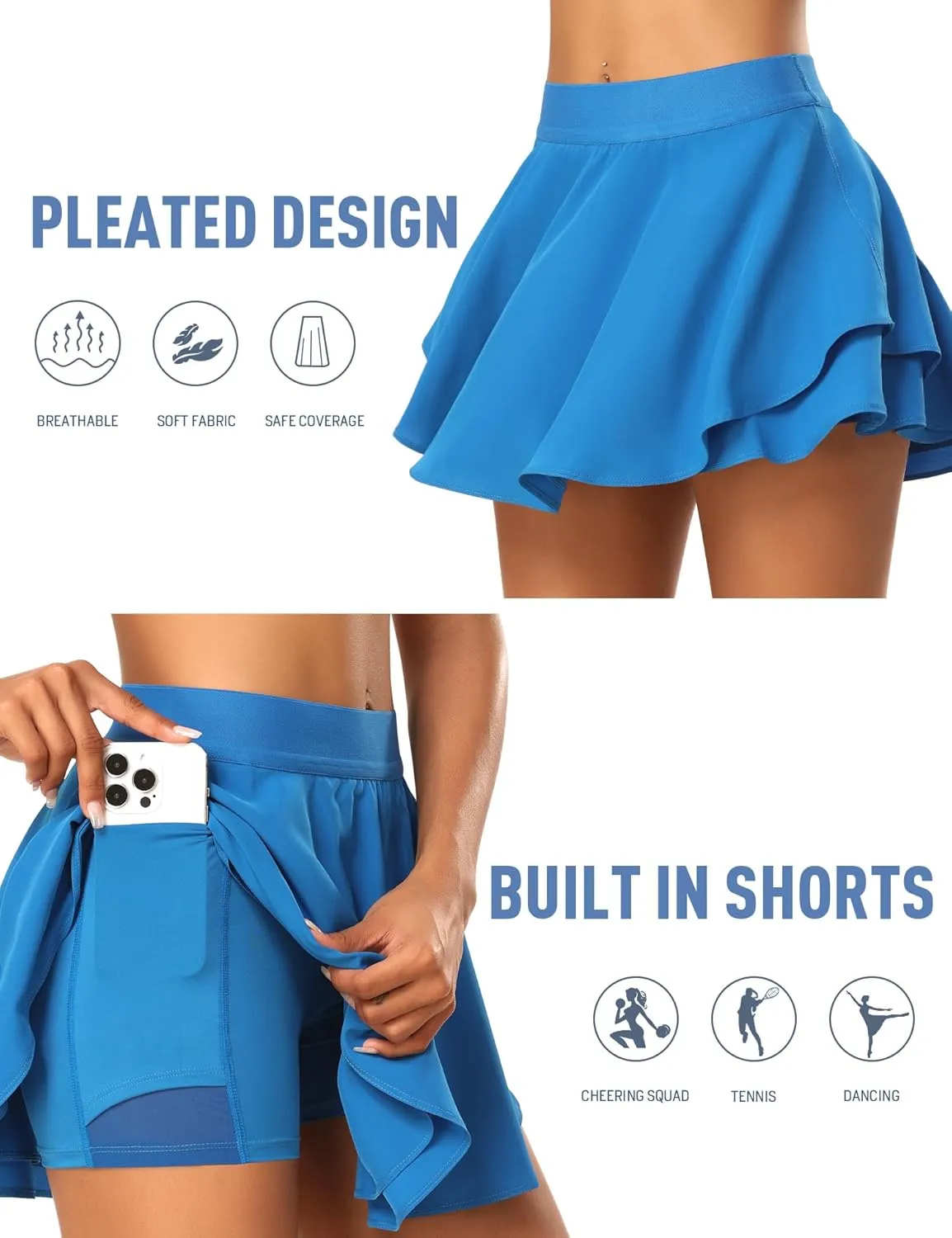 JoyGirl Tennis Skirt for Women with Shorts Golf Skort High Waisted Workout Athletic Skorts Skirts with Pockets