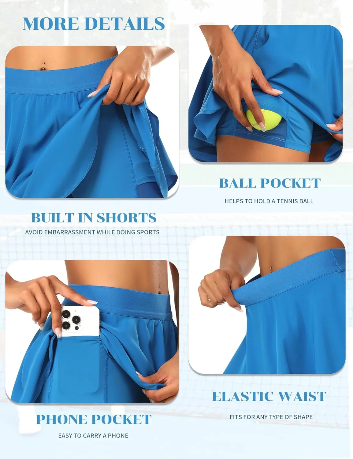 JoyGirl Tennis Skirt for Women with Shorts Golf Skort High Waisted Workout Athletic Skorts Skirts with Pockets