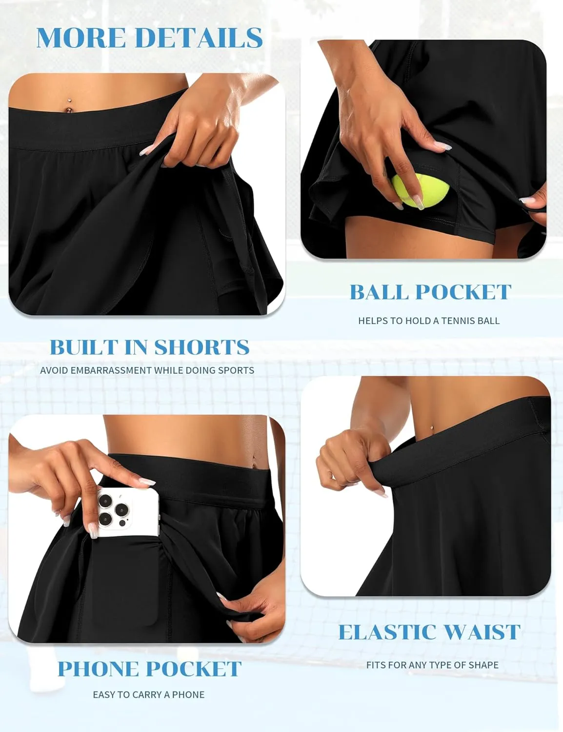 JoyGirl Tennis Skirt for Women with Shorts Golf Skort High Waisted Workout Athletic Skorts Skirts with Pockets