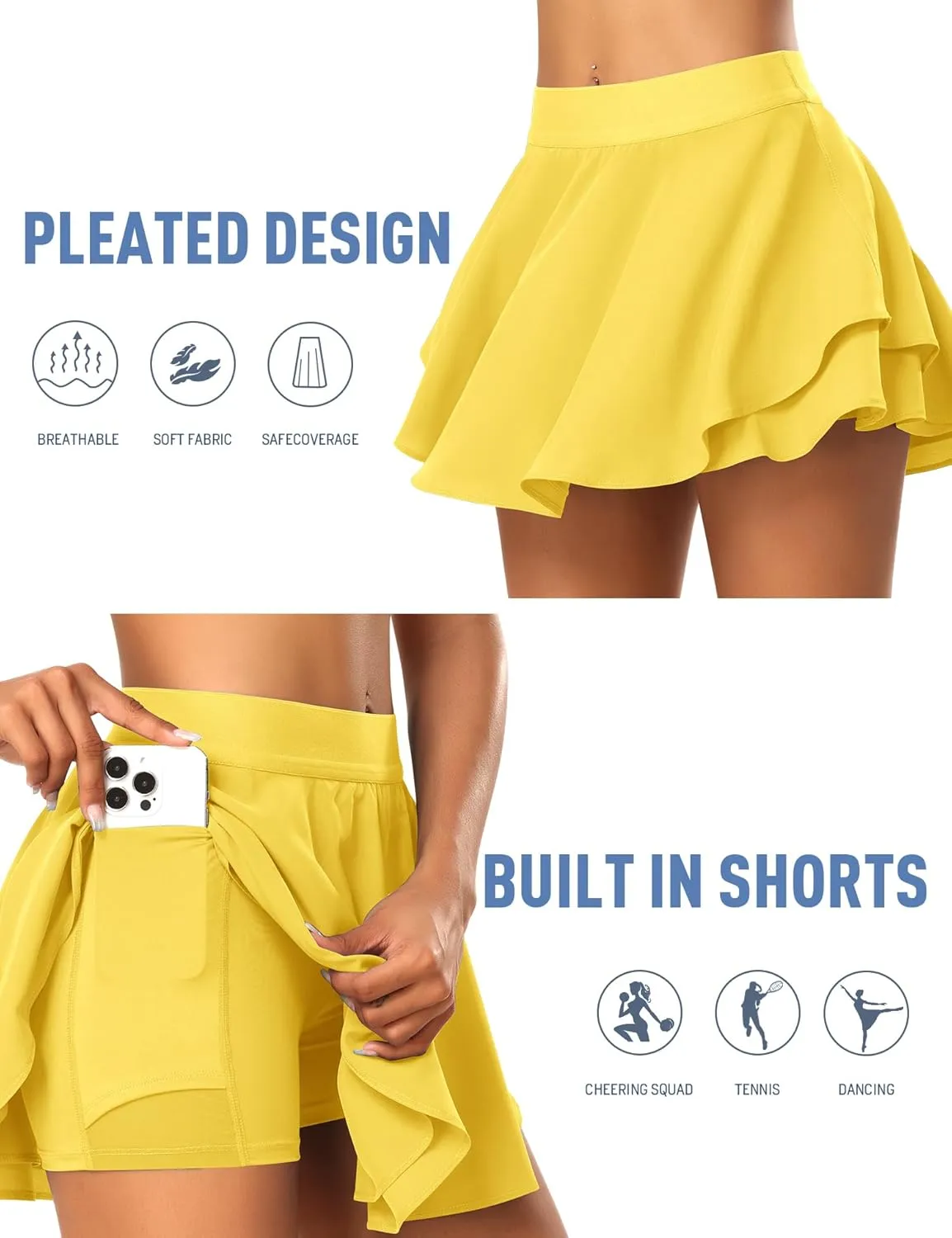 JoyGirl Tennis Skirt for Women with Shorts Golf Skort High Waisted Workout Athletic Skorts Skirts with Pockets