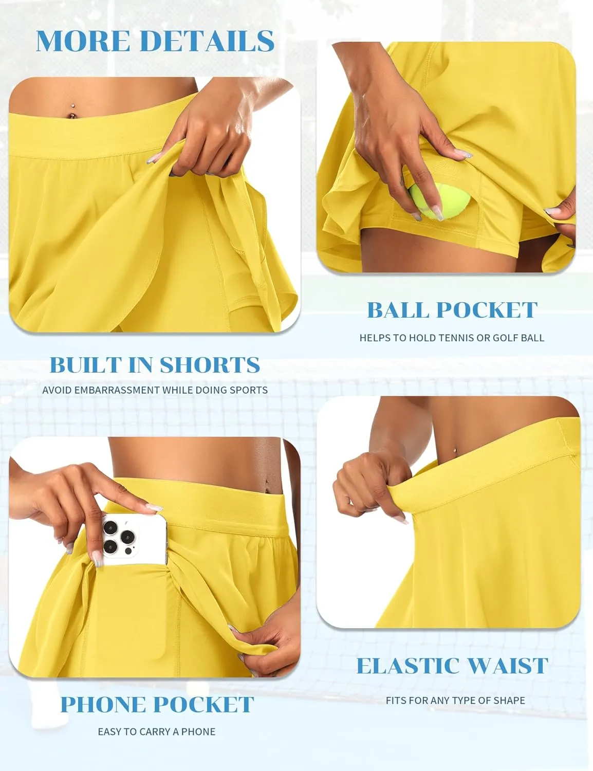 JoyGirl Tennis Skirt for Women with Shorts Golf Skort High Waisted Workout Athletic Skorts Skirts with Pockets