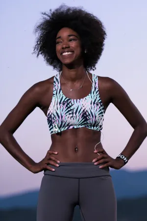 Ladies Padded Sports Bra-Pink Palm