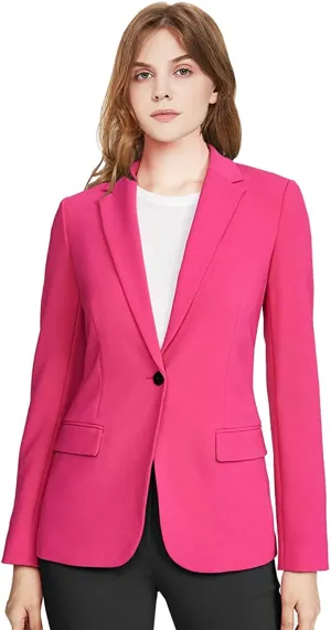 Lapel One Button Pink Blazer
