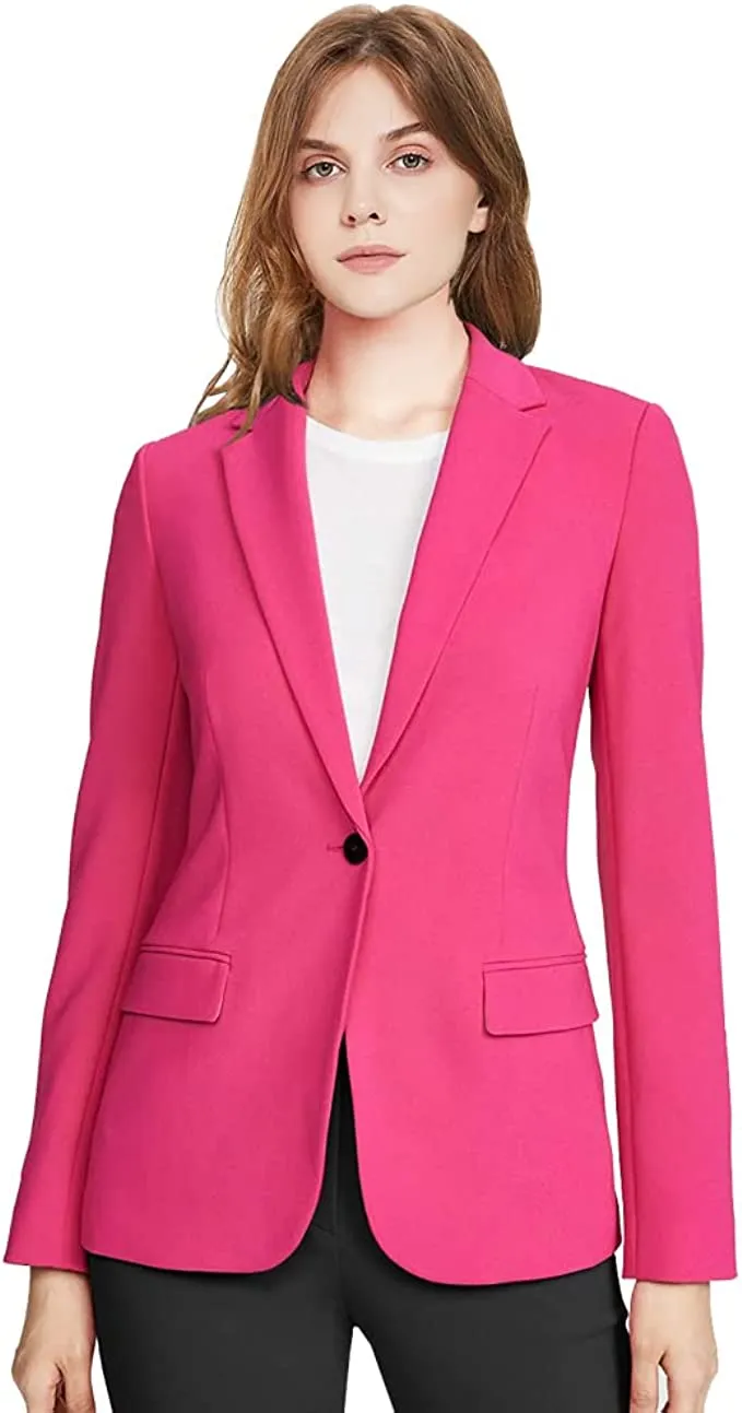Lapel One Button Pink Blazer