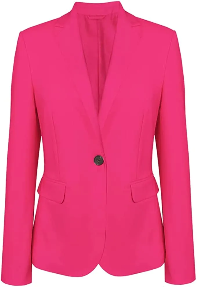 Lapel One Button Pink Blazer
