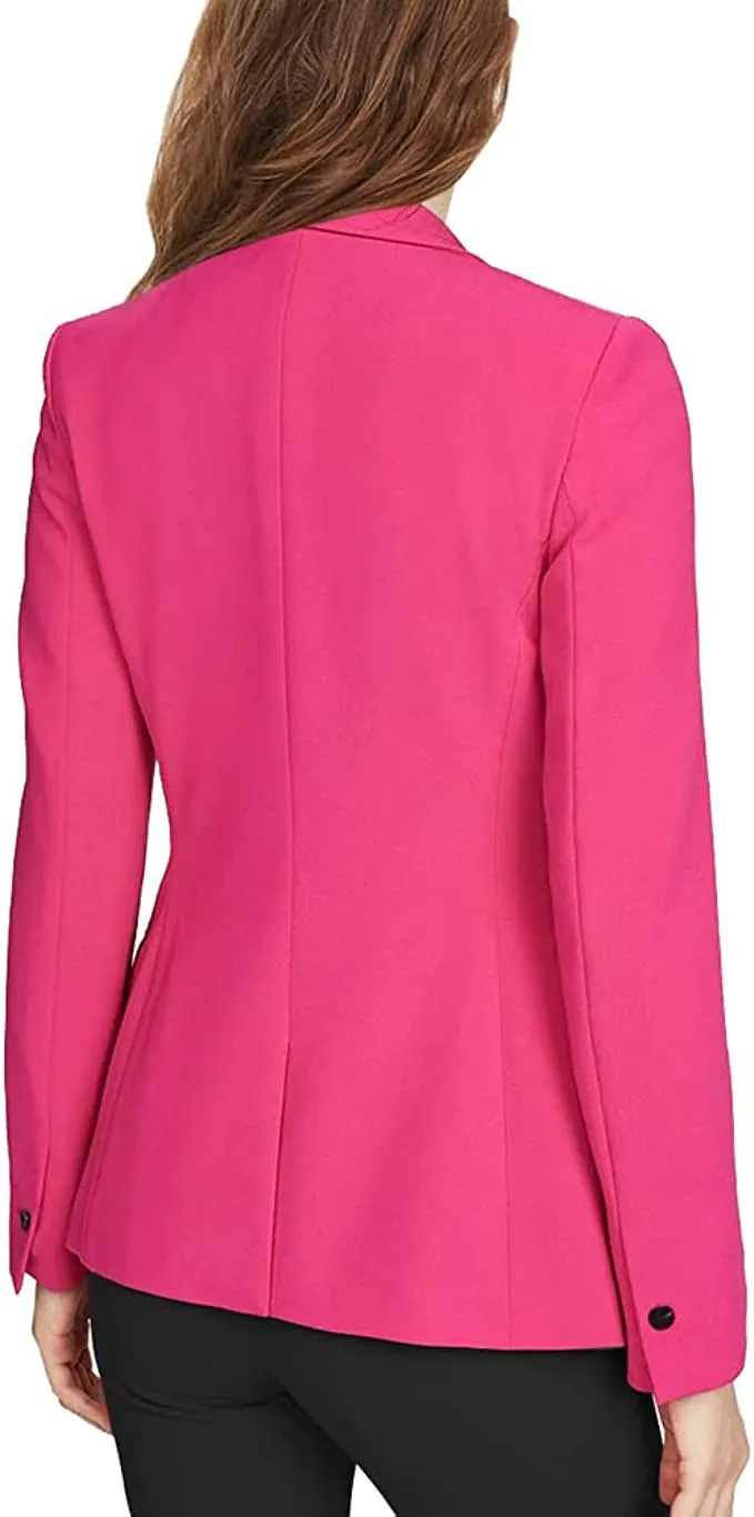 Lapel One Button Pink Blazer