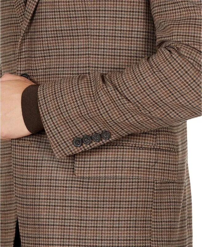 Lauren Ralph Lauren Mens Classic-Fit Stretch Plaid Blazer Brown Size 40