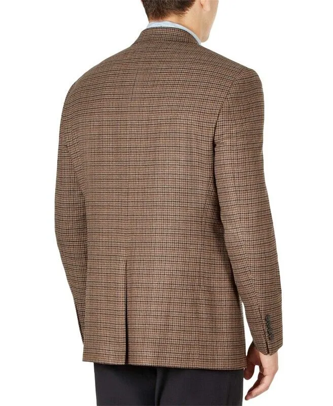 Lauren Ralph Lauren Mens Classic-Fit Stretch Plaid Blazer Brown Size 40