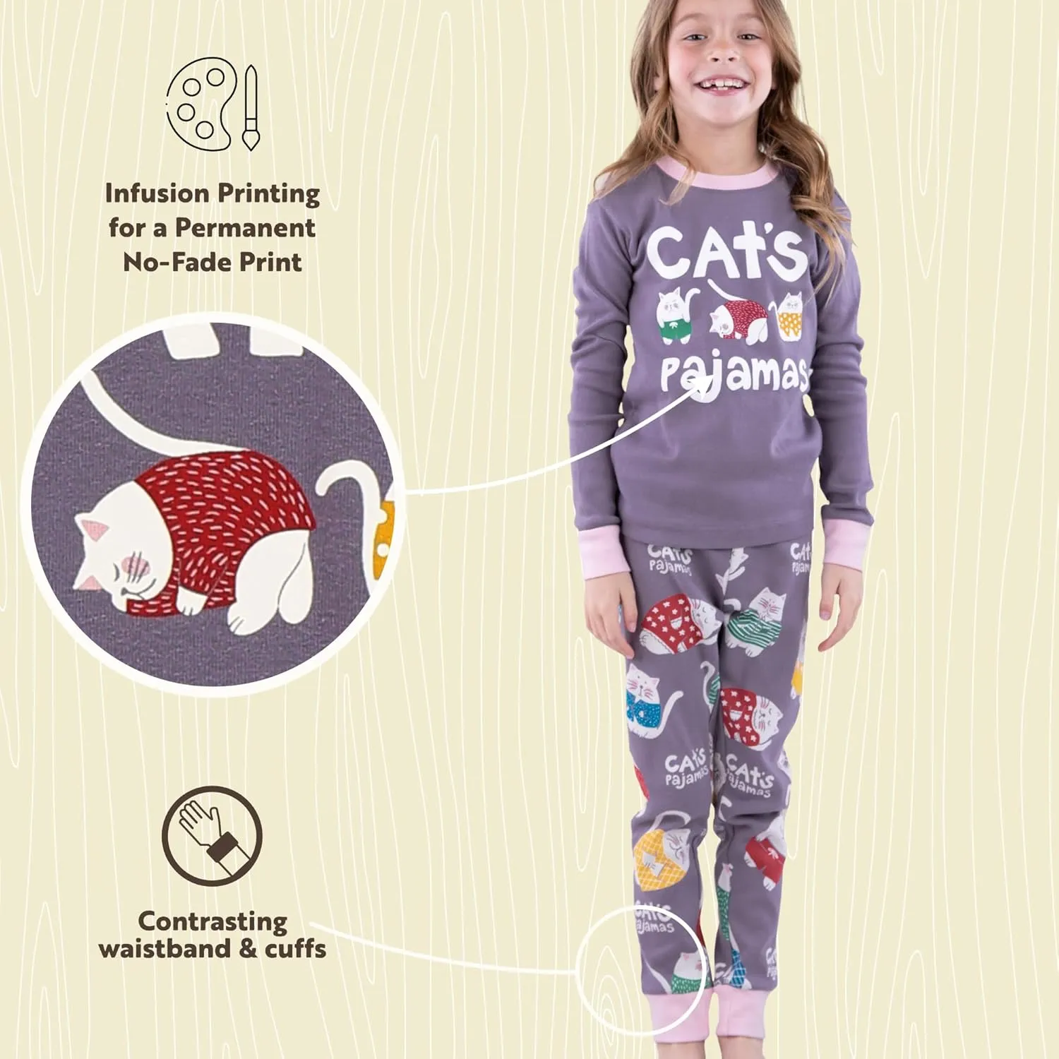 Lazy One Warm Long-Sleeve PJ Sets for Girls and Boys, Funny Animal Kids' Pajama Sets, Cozy, Comfy