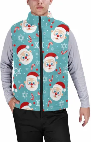 Lightweight Vest Men Christmas Cute Santa Clause Padded Puffer Vest Winter Sleeveless Jacket Coat Oversized Vest
