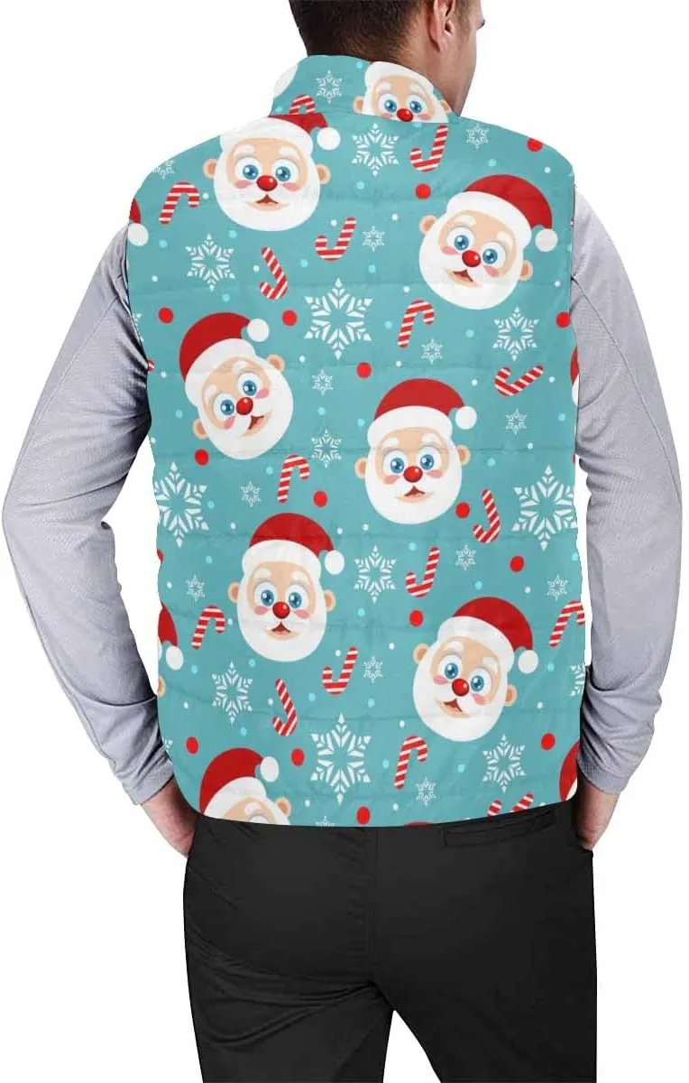 Lightweight Vest Men Christmas Cute Santa Clause Padded Puffer Vest Winter Sleeveless Jacket Coat Oversized Vest
