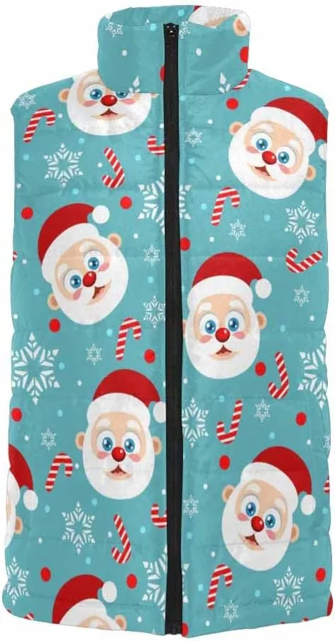 Lightweight Vest Men Christmas Cute Santa Clause Padded Puffer Vest Winter Sleeveless Jacket Coat Oversized Vest
