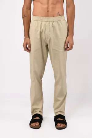 LINEN FUSED TAILORED  PANTS IN BEIGE