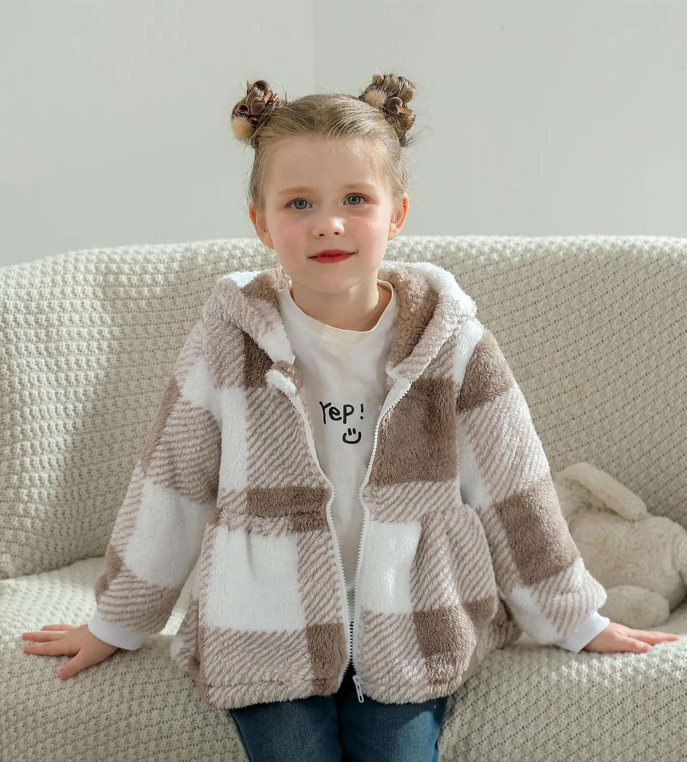 Little Toddler Girl Fleece Jacket Long Sleeve Full Zip Up Hoodies Sweater Warm Winter Coat Outwear Fall Winter Clothes