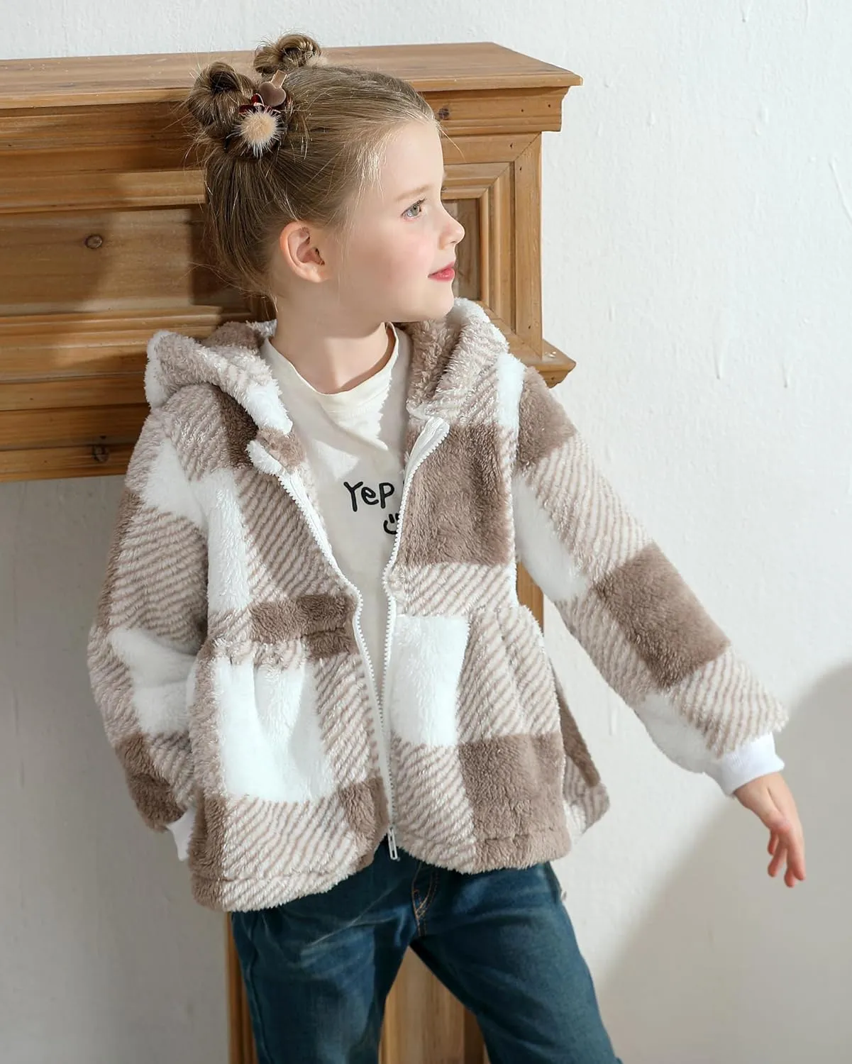 Little Toddler Girl Fleece Jacket Long Sleeve Full Zip Up Hoodies Sweater Warm Winter Coat Outwear Fall Winter Clothes