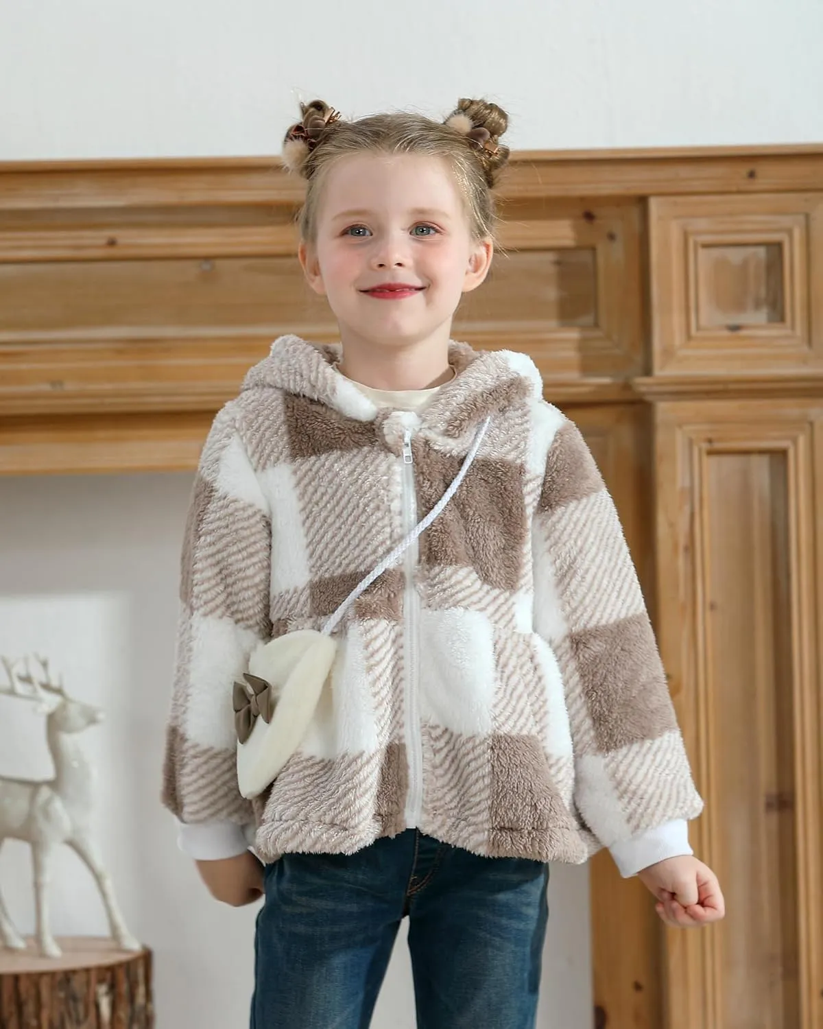 Little Toddler Girl Fleece Jacket Long Sleeve Full Zip Up Hoodies Sweater Warm Winter Coat Outwear Fall Winter Clothes