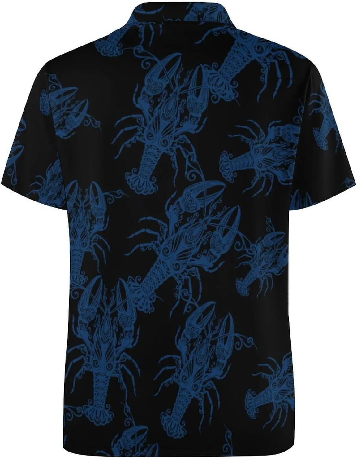 Lobster Mens Polo Shirts Quick Dry Short Sleeve T-shirts Slim Tennis Collared Tees Tops