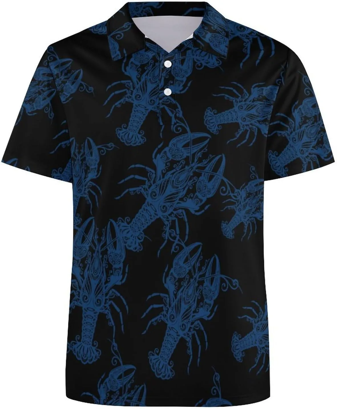 Lobster Mens Polo Shirts Quick Dry Short Sleeve T-shirts Slim Tennis Collared Tees Tops
