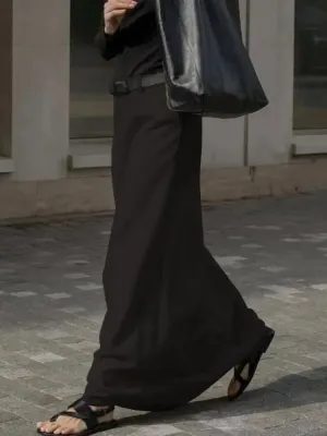 LVSANW UOOZEE Office Lady Formal Solid Color H-line Skirts 2025 New Spring Summer High Waist Casual Elegant Long Skirt For Women