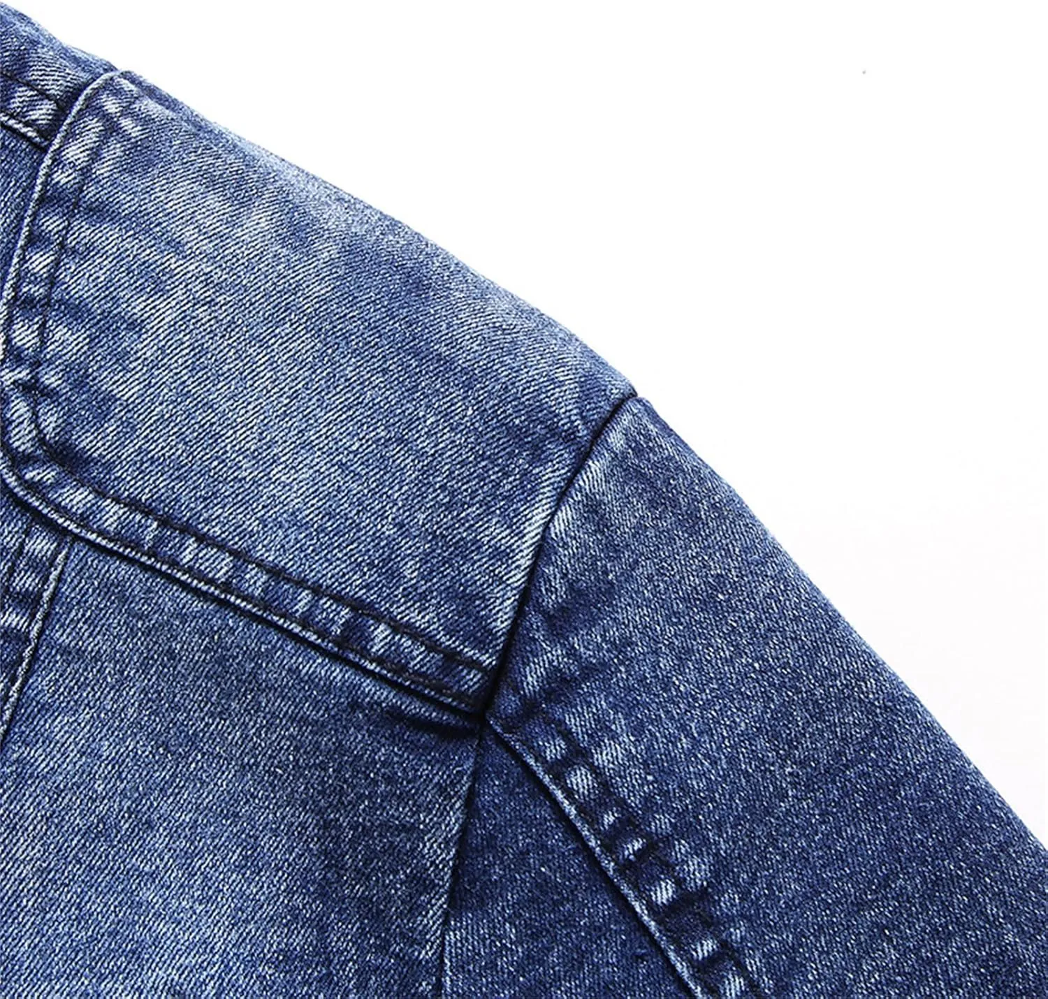 Maiyifu-GJ Men's Fleece Lined Denim Jacket Stand Collar Distressed Biker Jean Jacket Slim Fit Zipper Warm Moto Trucker Coat