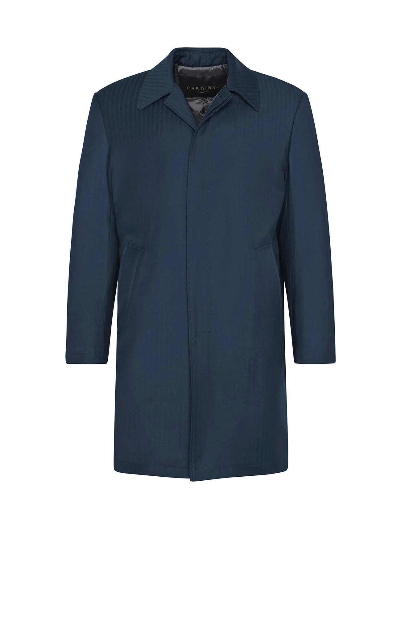 MANU NAVY HERRINGBONE WOOL TOPCOAT