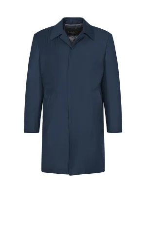 MANU NAVY HERRINGBONE WOOL TOPCOAT